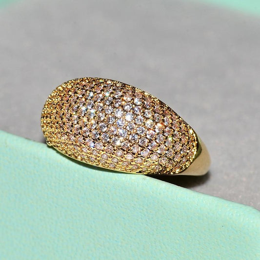 18K Gold-Plated Pave Dome Statement Ring