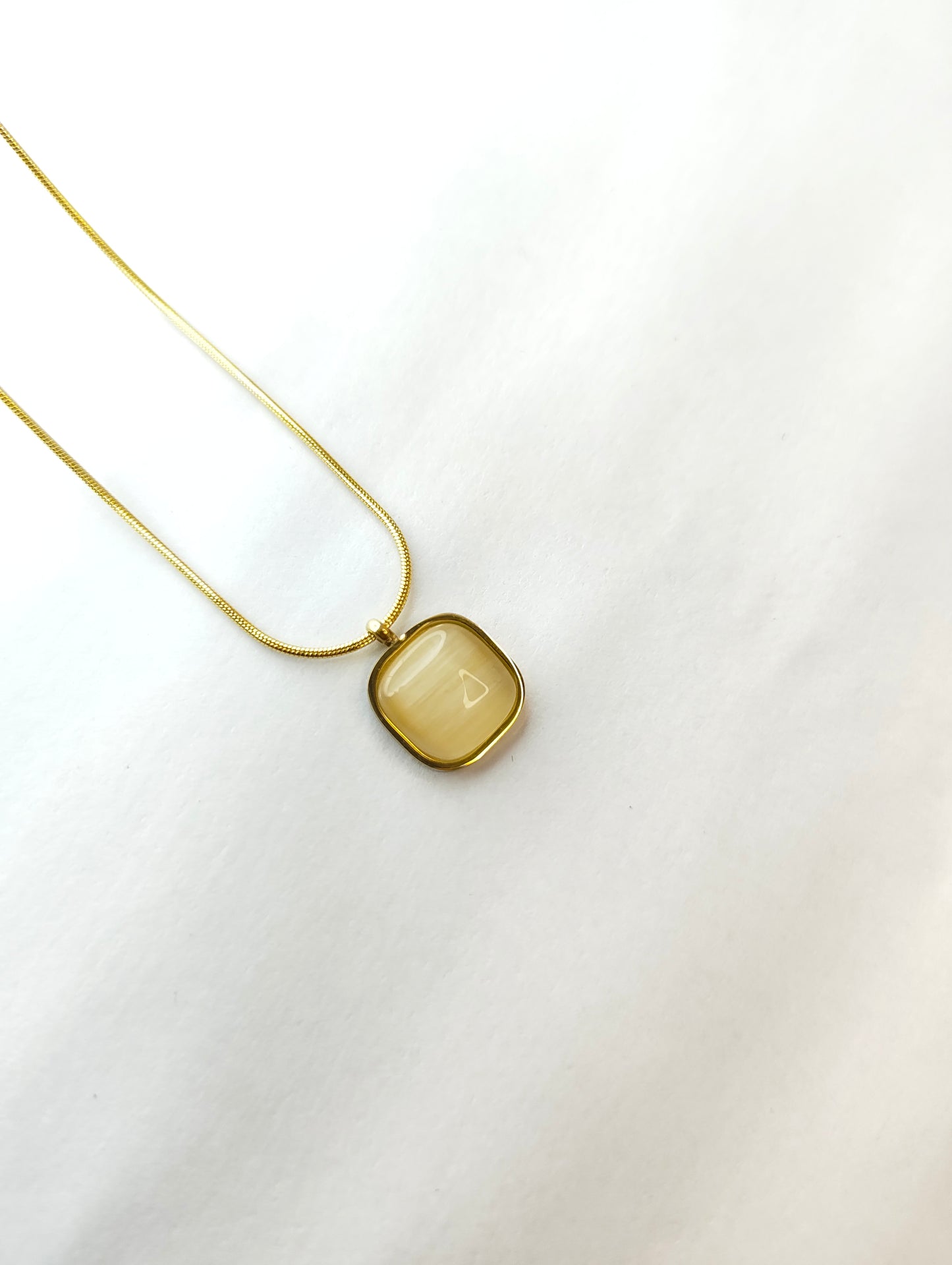 18K Gold Plated Square Stone Necklace