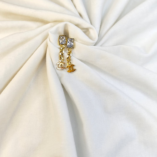 18K Gold-Plated CC Chain Drop Earings