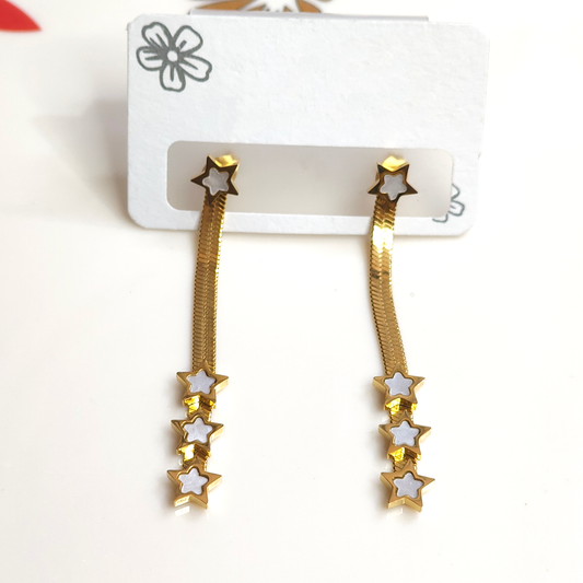 18K Gold-Plated White Star Dangle Earings
