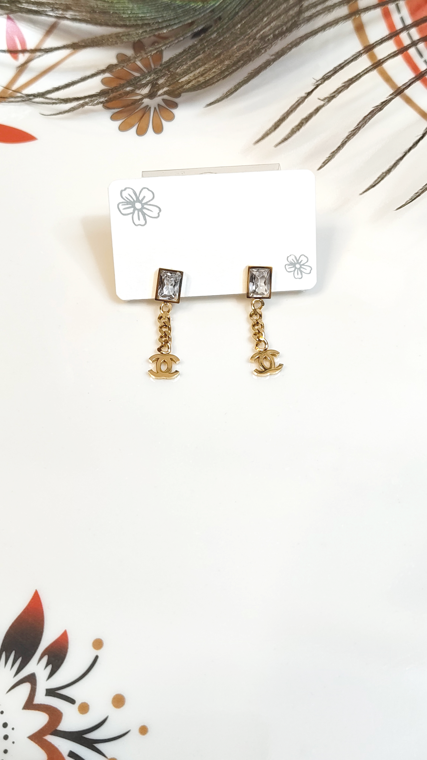 18K Gold-Plated CC Chain Drop Earings