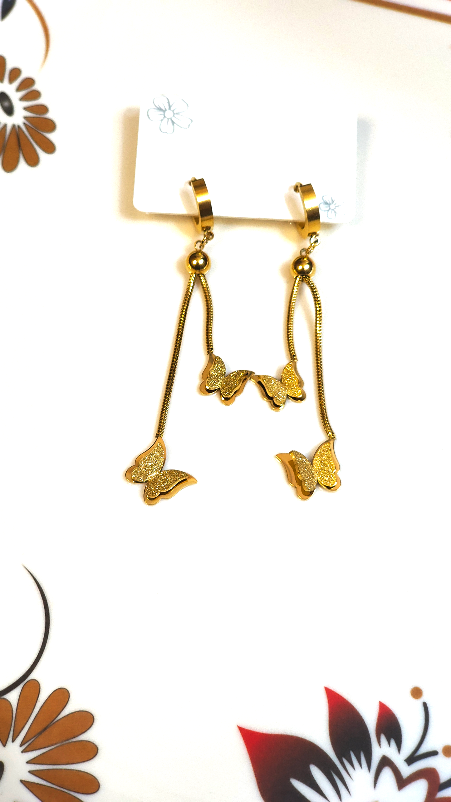 18K Gold-Plated Butterfly Tassel Hoop Earings