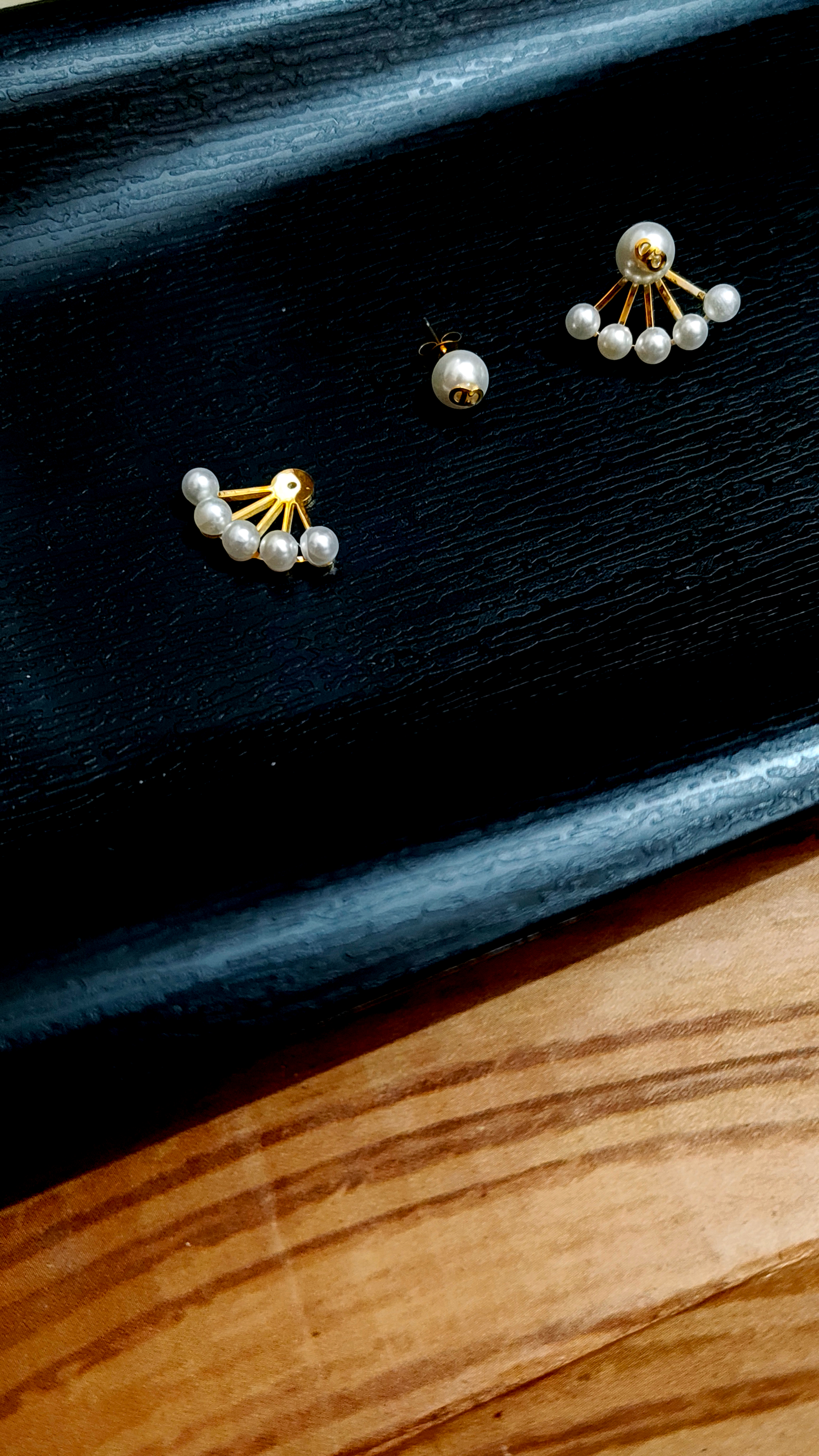 18K Gold-Plated 2 in 1 Pearl Fan Stud Earings