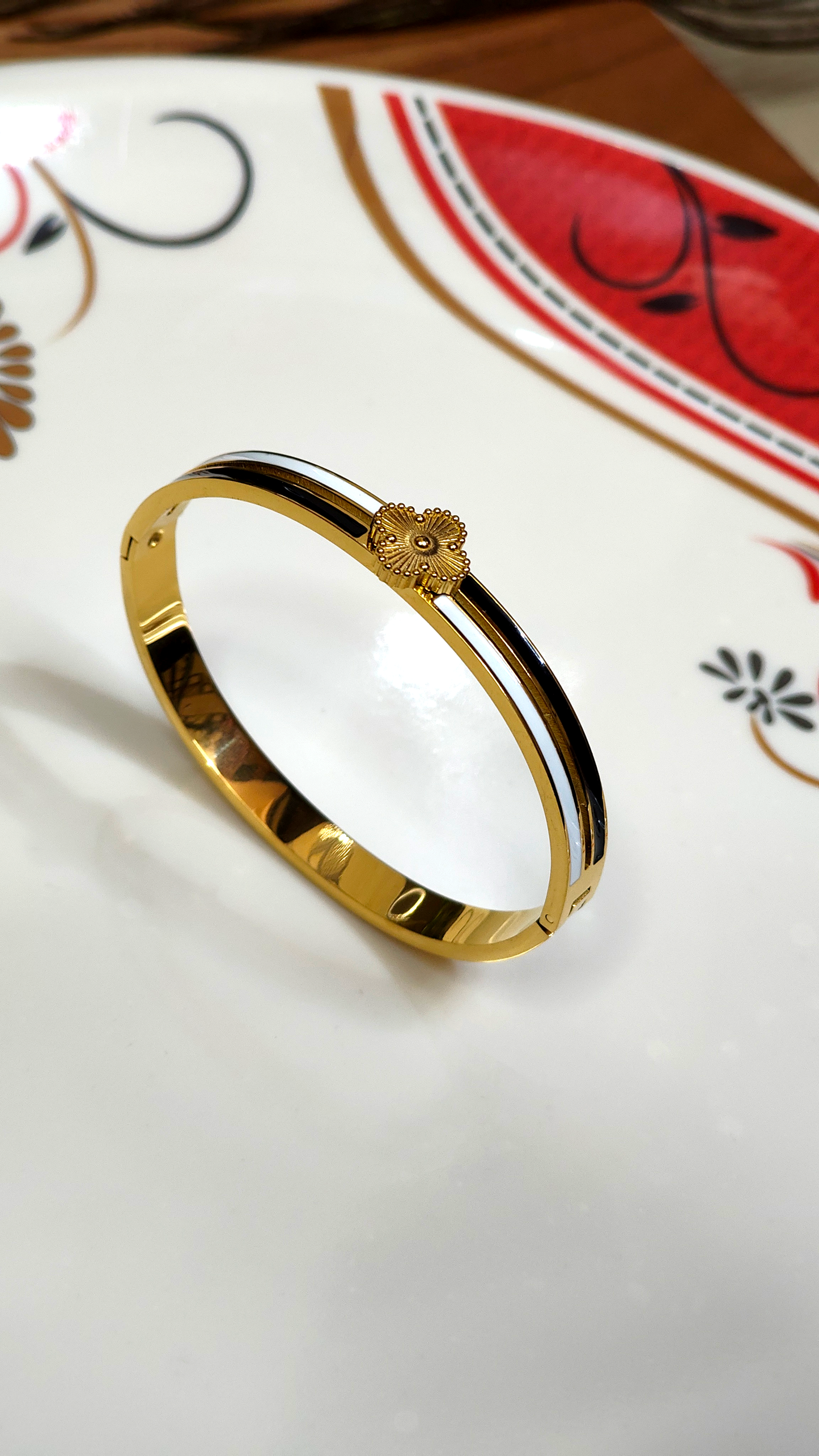 18K Gold-Plated Dual Tone Floral Bracelet