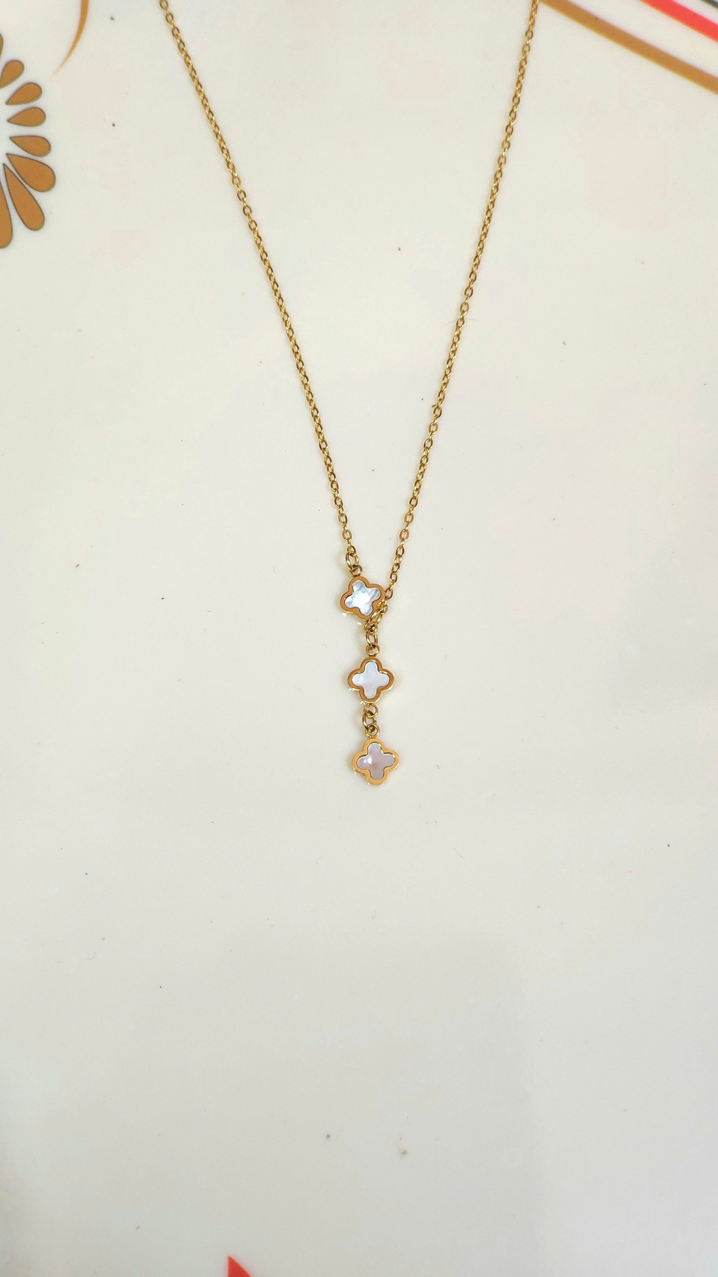 Anti-Tarnish Triple Clover Motif Necklace