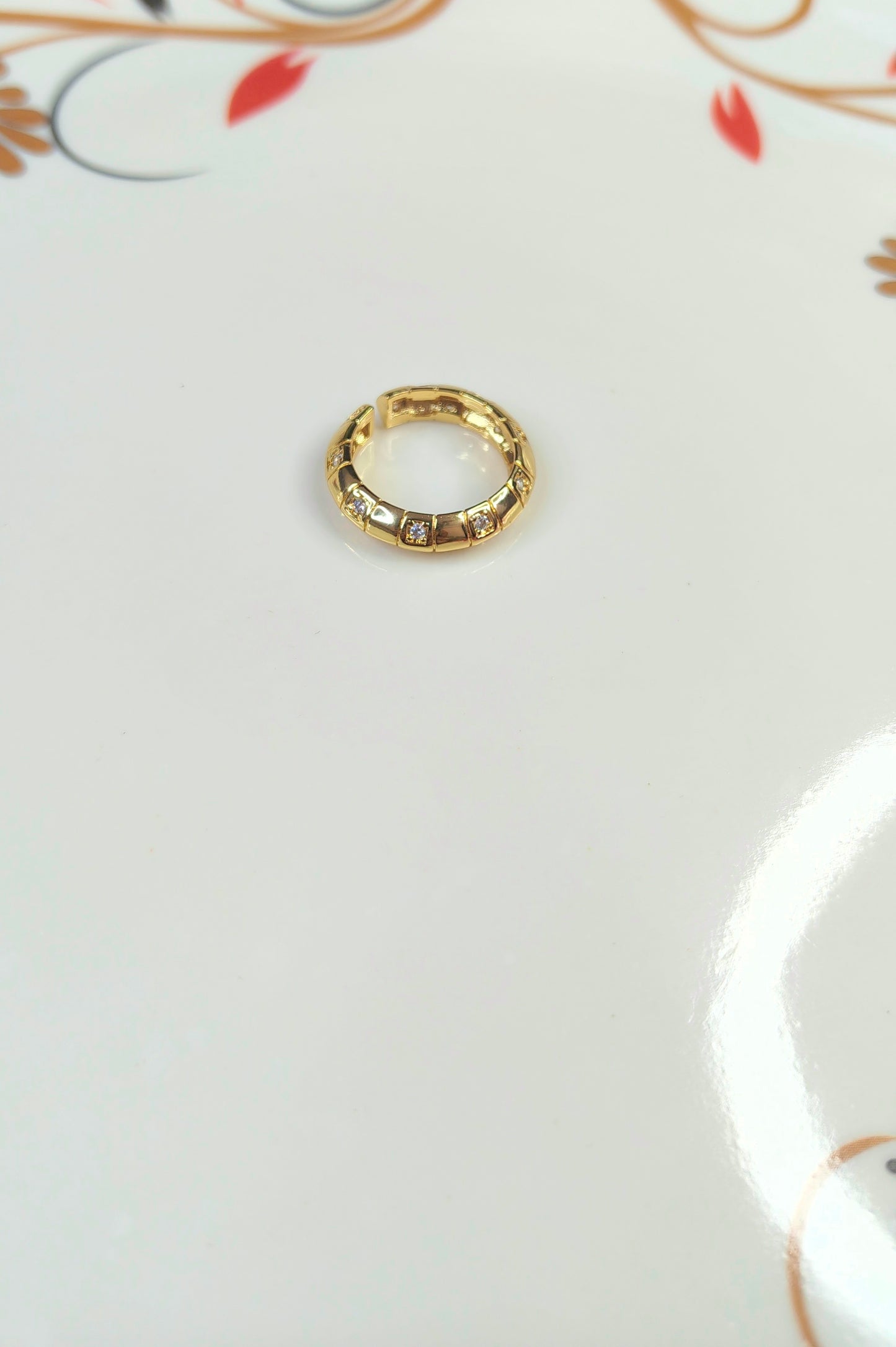 18K Gold-Plated Geometric CZ Huggie Earring