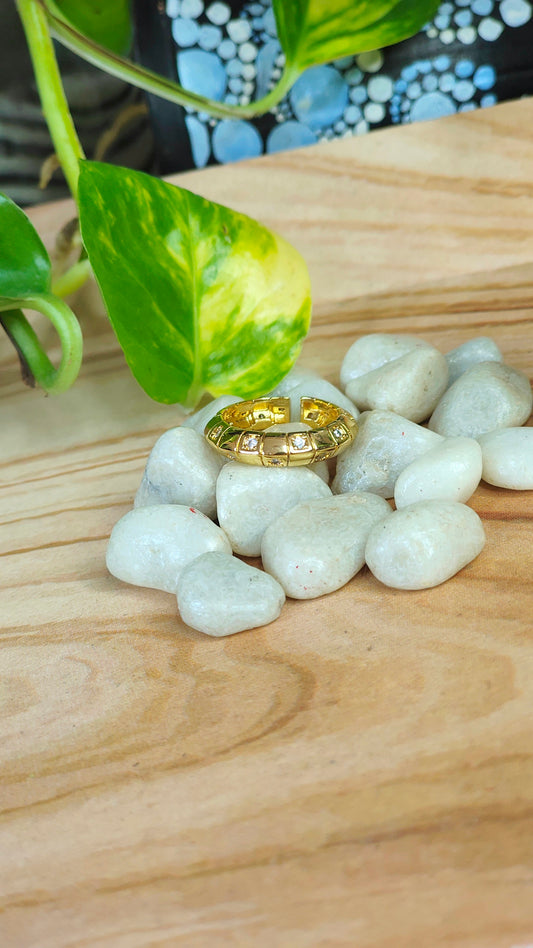 18K Gold-Plated Geometric CZ Huggie Earring