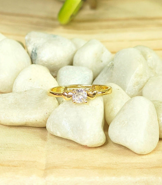Gold-Plated Solitaire Heart Ring