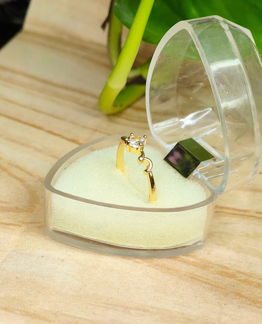 Gold-Plated Solitaire Vine Motif Ring