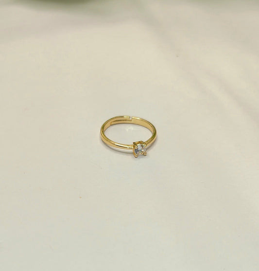 Gold-Plated Classic Solitaire Adjustable Ring