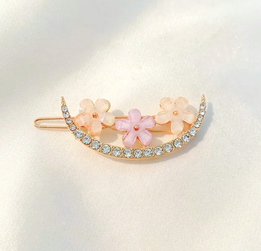 Floral Pastel Resin Hair Clips Set