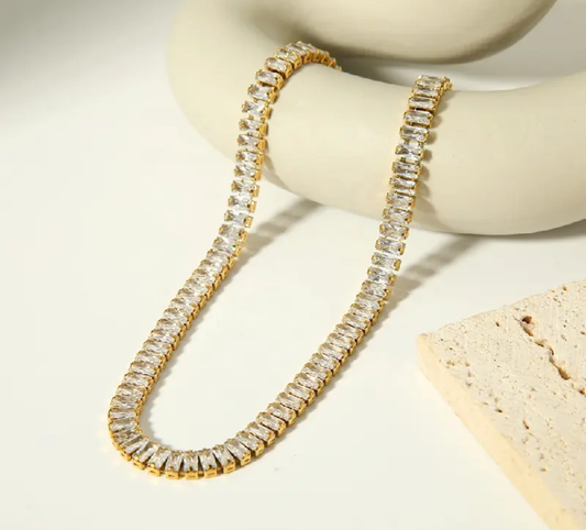 Baguette Tennis Zircon Bracelet | 18K Gold Plated | Anti-Tarnish