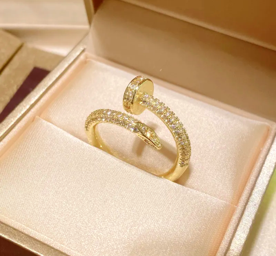 Anti-Tarnish 18K Gold Plated Nail Ring