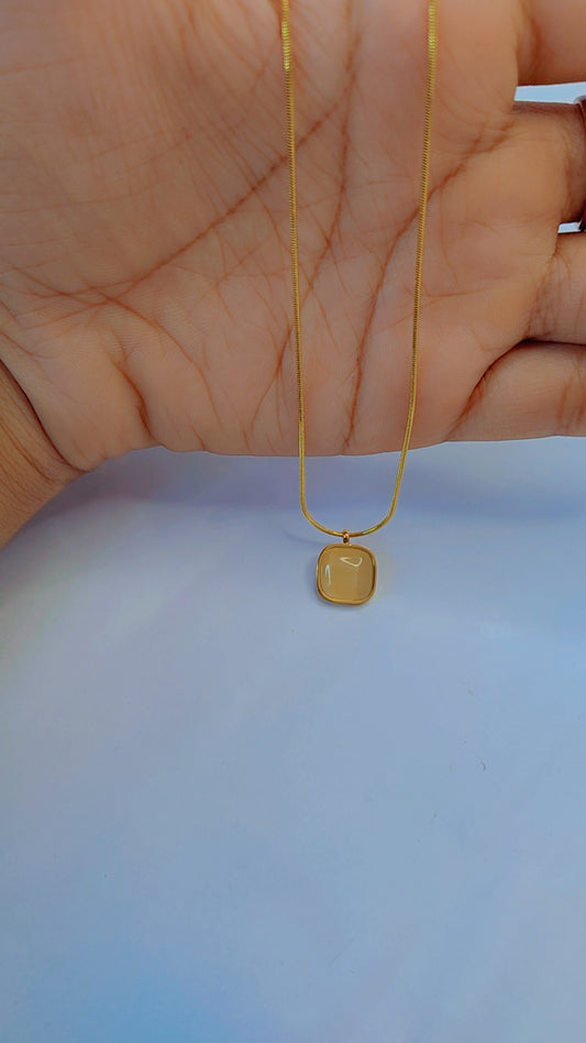 18K Gold Plated Square Stone Necklace