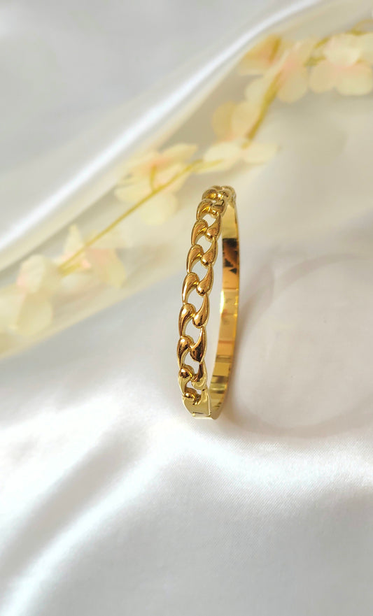 18K Gold-Plated Cuban Link Style Kada