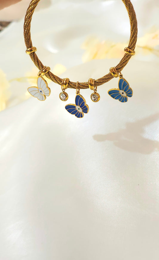 Antitarnish 18K Gold-Plated Butterfly Charm Bracelet
