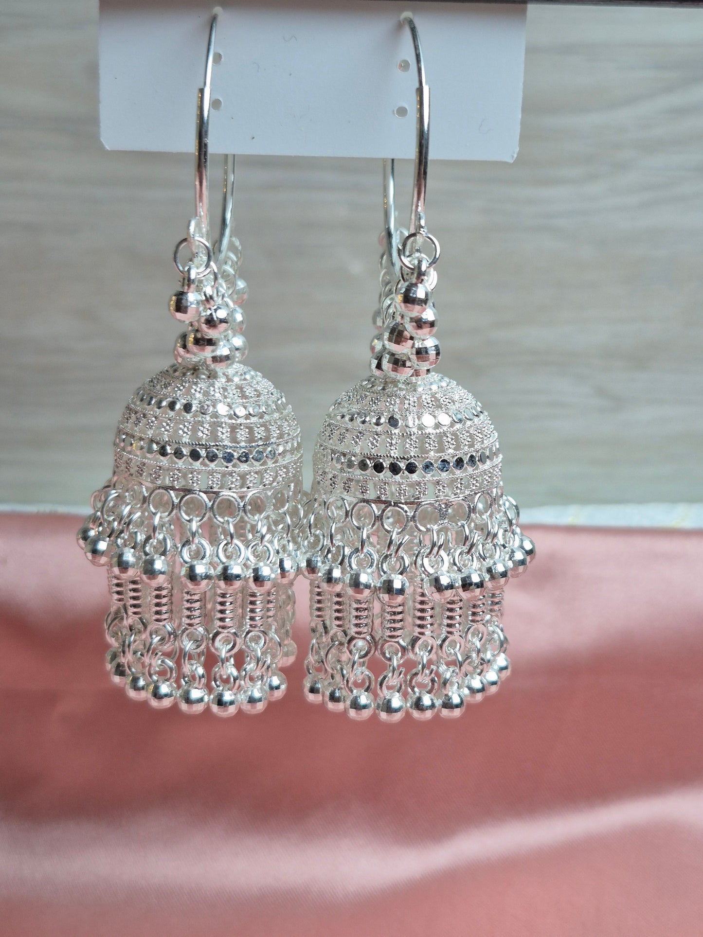 Silver Plated Hoop Jhumka – Layered Dome Design with Ghungroo Detailing