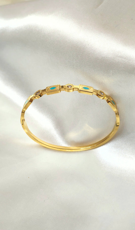 Enamel Studded antitarnish Gold-Plated Bracelet