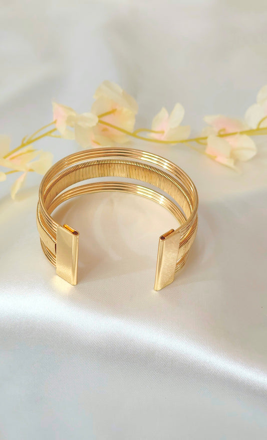 Gold-Plated Classic Textured Cuff Bracelet