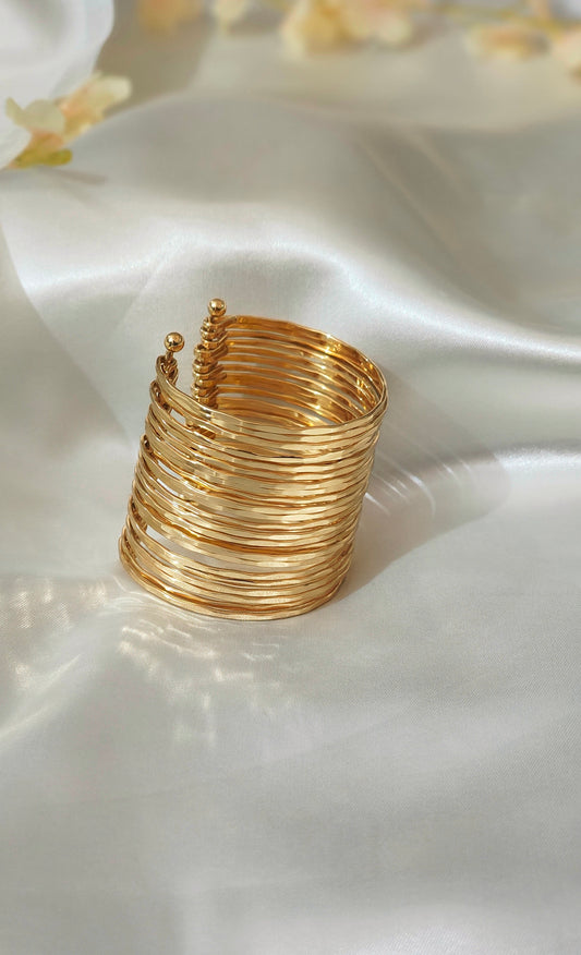 Gold-Plated Geometric Open Cuff Bracelet