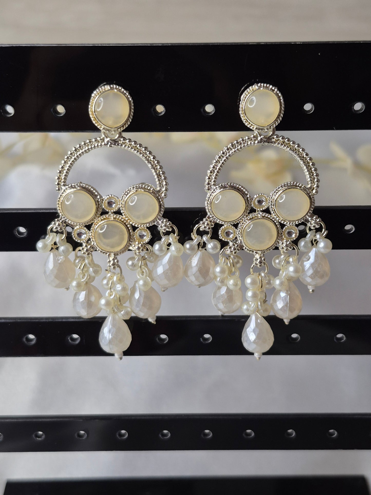 Elegant Cream Pearl Jhumka