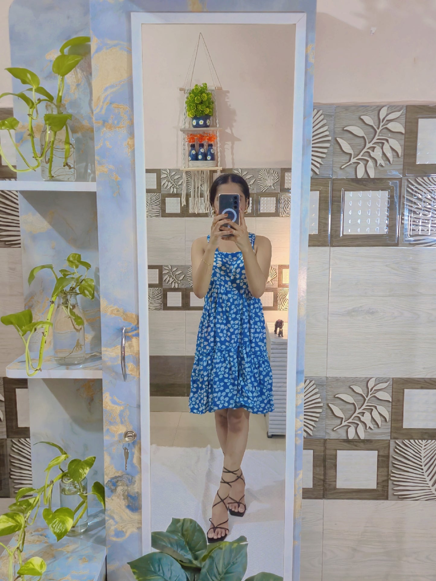 Stunning Blue Floral Midi Dress - Perfect for Every Occasion