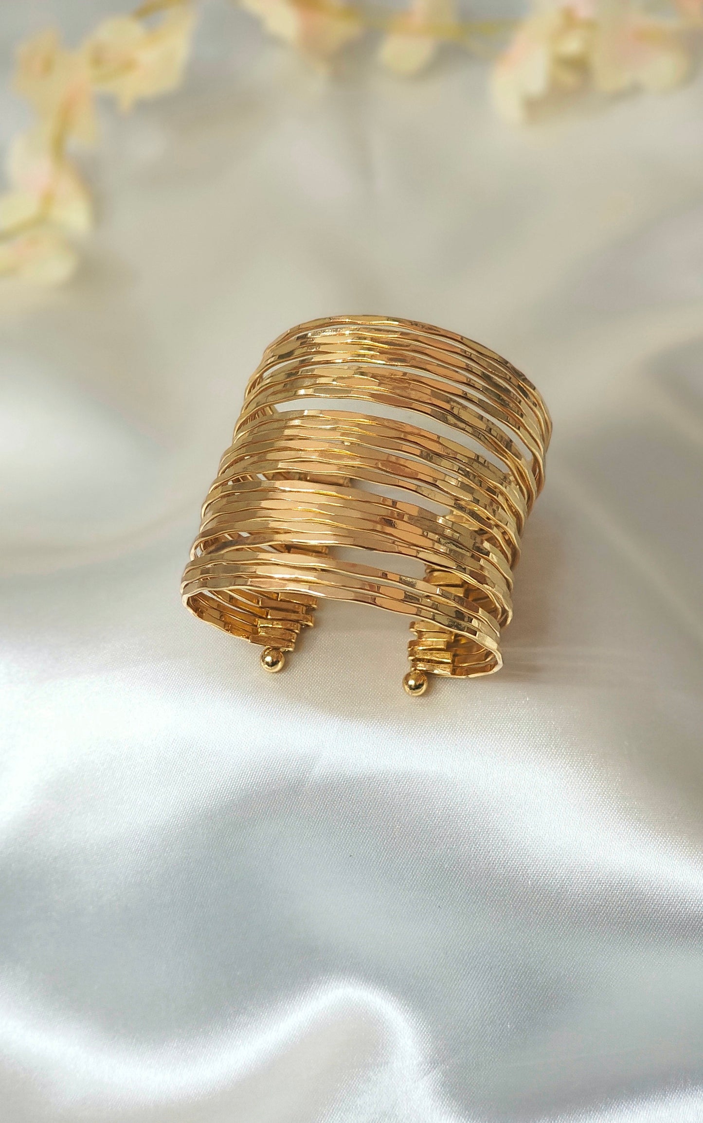 Gold-Plated Geometric Open Cuff Bracelet