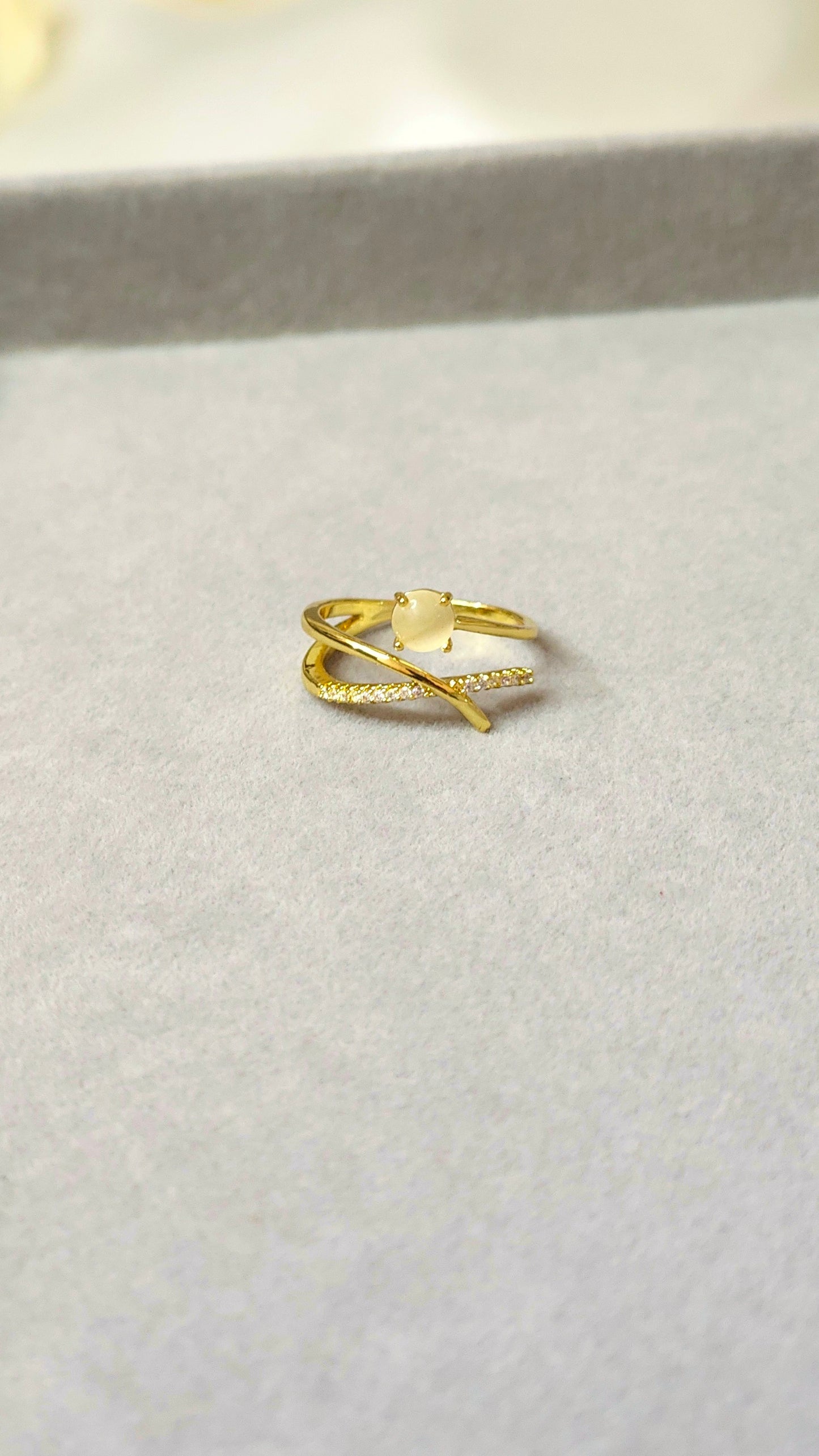 Gold-Plated Crossover Solitaire CZ Ring