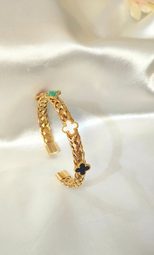 Clover Charm Braided Gold-Plated antitarnish Bracelet