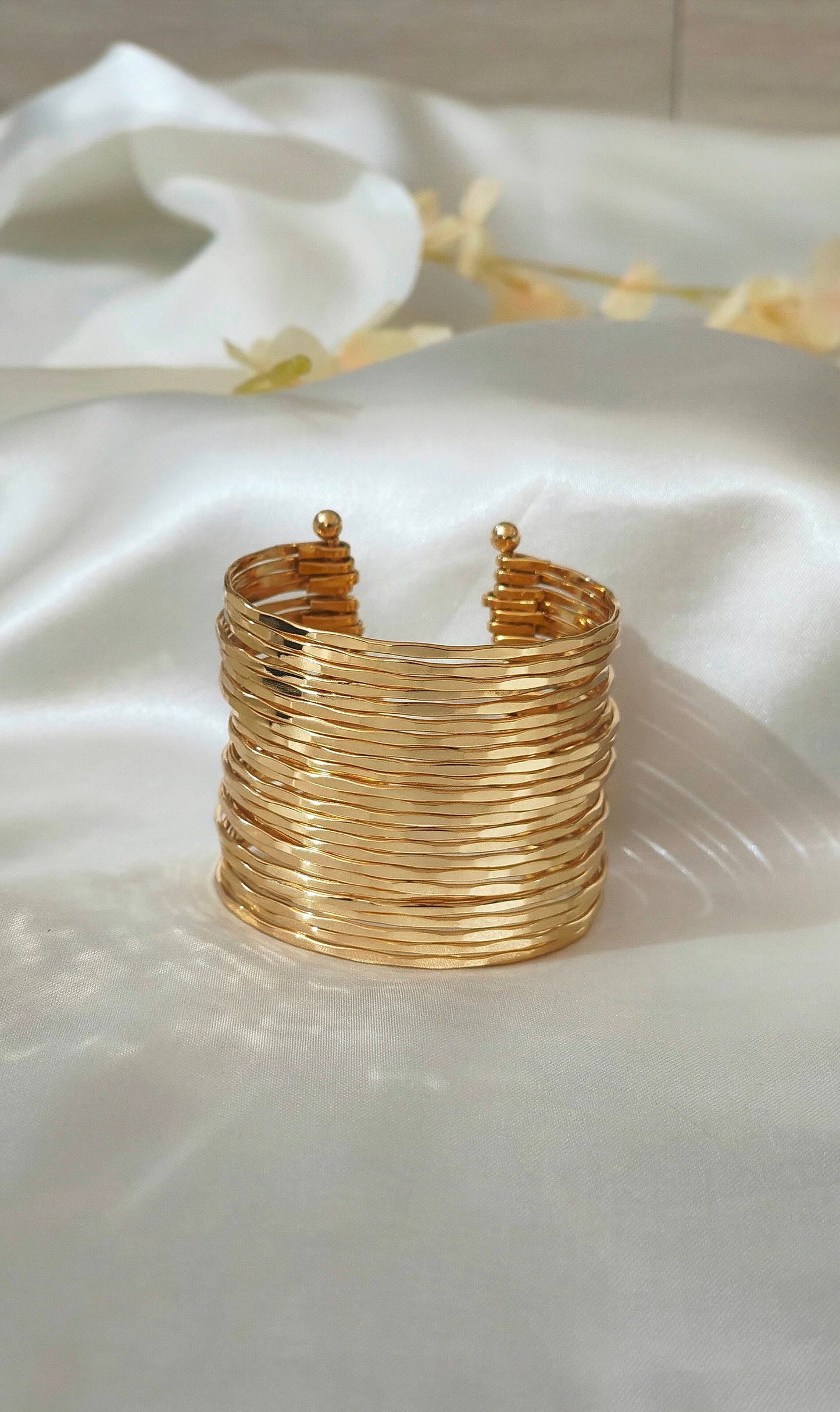 Gold-Plated Geometric Open Cuff Bracelet