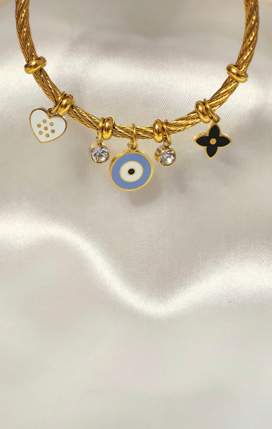 Antitarnish 18K Gold-Plated Evil Eye Charm Bracelet