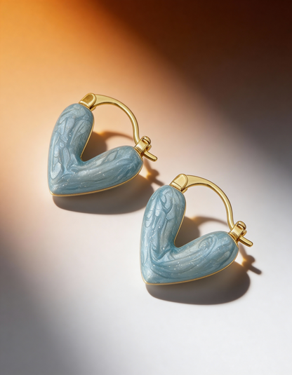 Heart Bloom Enamel Hoop Earrings – Gold-Plated Romantic Huggies