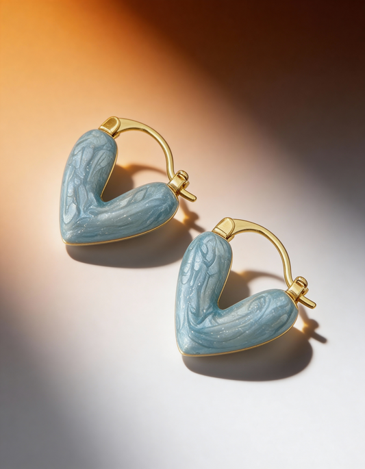 Heart Bloom Enamel Hoop Earrings – Gold-Plated Romantic Huggies