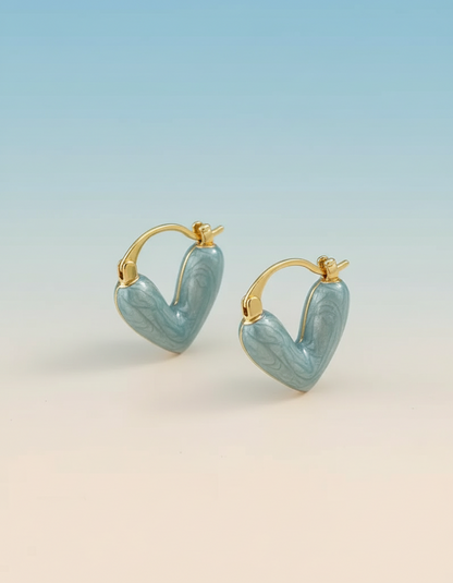 Heart Bloom Enamel Hoop Earrings – Gold-Plated Romantic Huggies