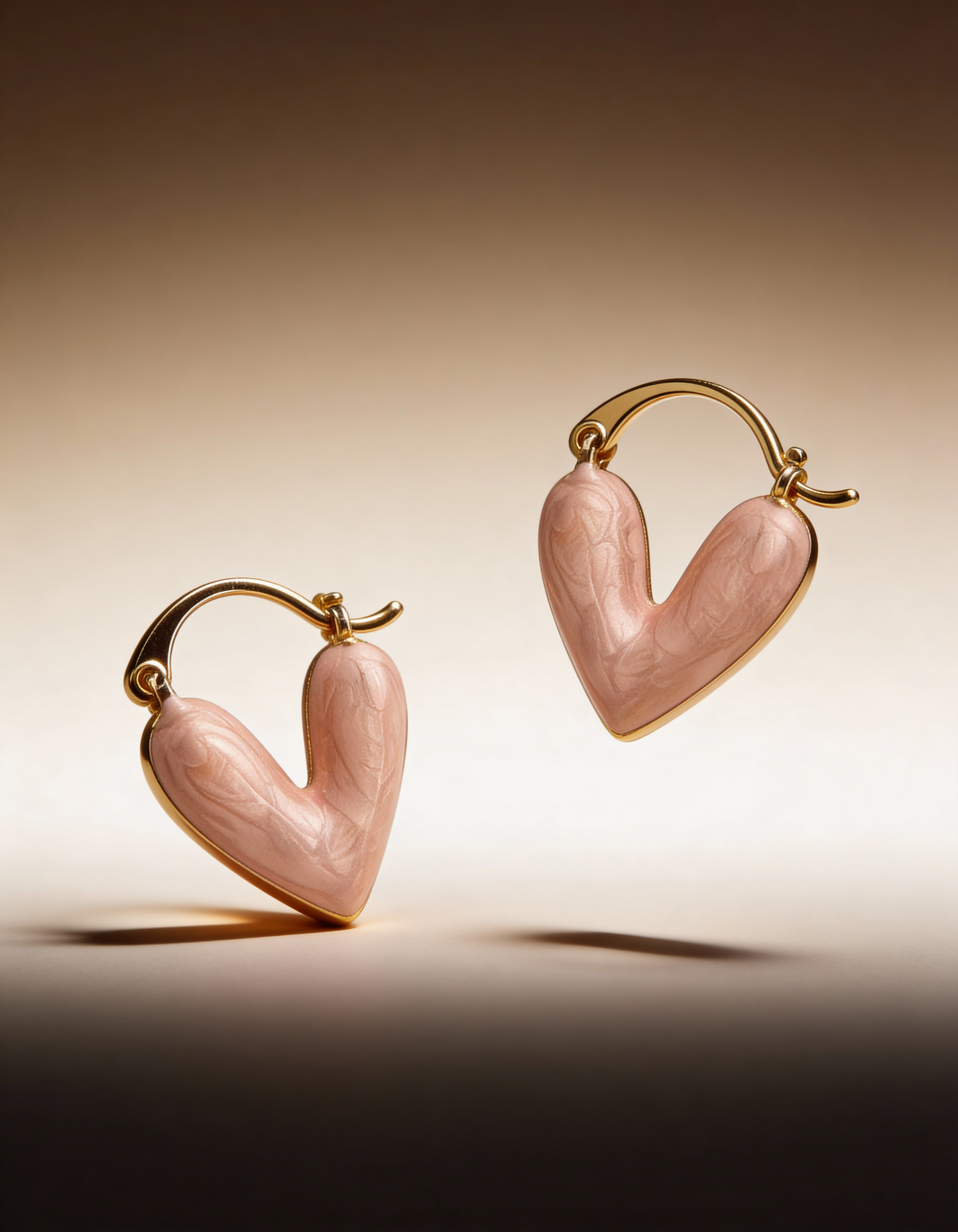 Heart Bloom Enamel Hoop Earrings – Gold-Plated Romantic Huggies