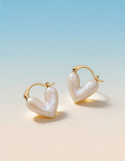 Heart Bloom Enamel Hoop Earrings – Gold-Plated Romantic Huggies