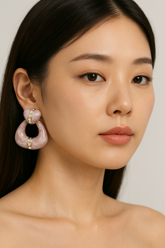 Anti-Tarnish Pink Enamel Heart Drop Earrings