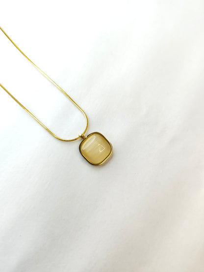 18K Gold Plated Square Stone Necklace