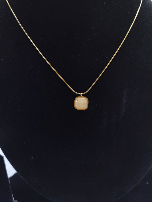 18K Gold Plated Square Stone Necklace