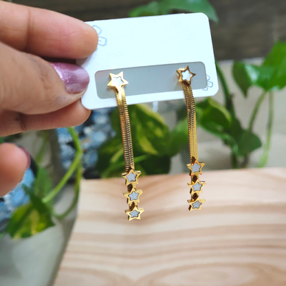 18K Gold-Plated White Star Dangle Earings