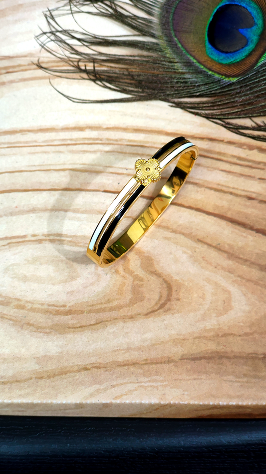 18K Gold-Plated Dual Tone Floral Bracelet