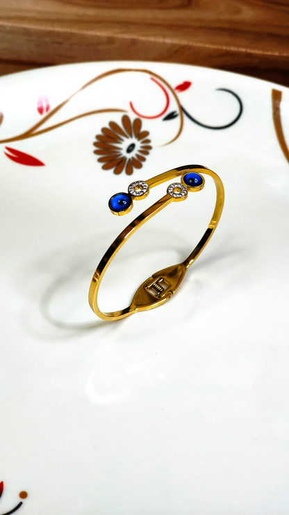 18K Gold-Plated Evil Eye Crystal Bracelet