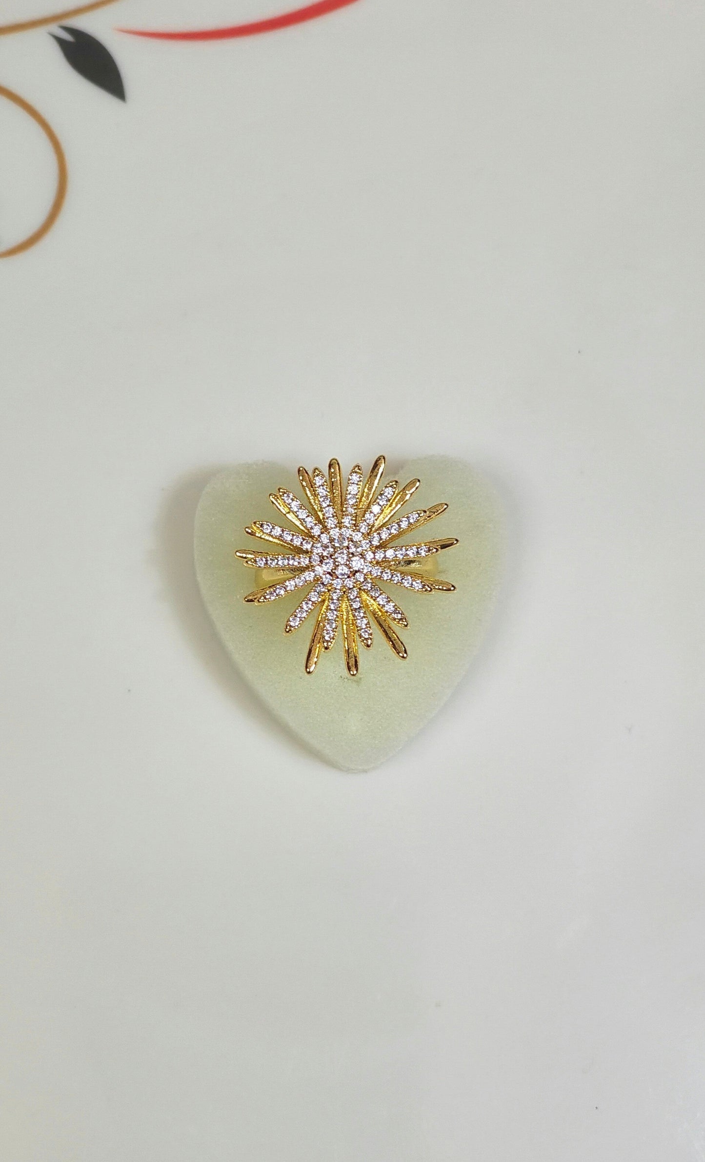 18K Gold-Plated Sunburst Adjustable Statement Ring