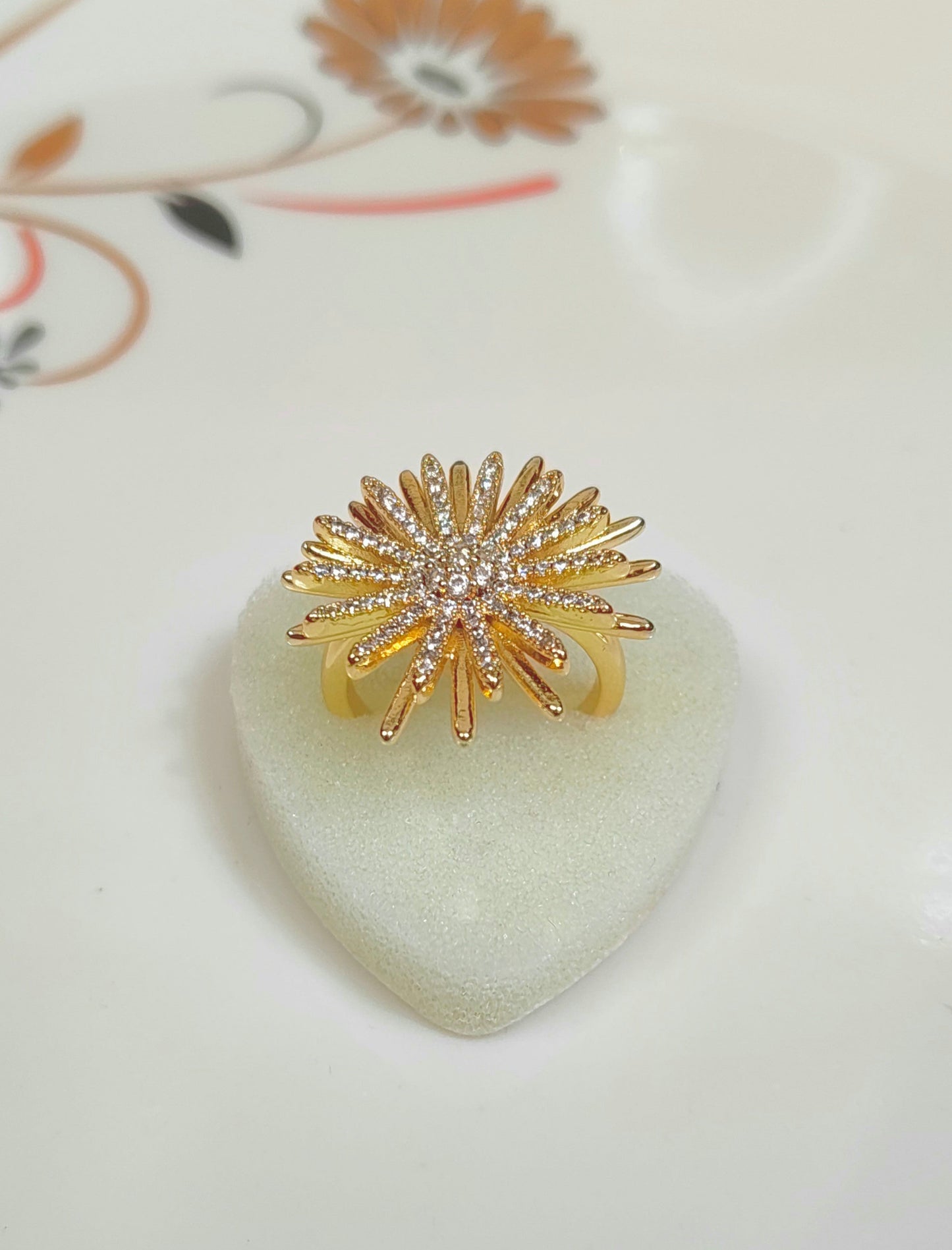 18K Gold-Plated Sunburst Adjustable Statement Ring