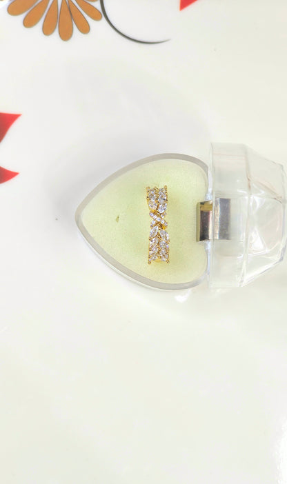 18K Gold-Plated Leaf CZ Adjustable Ring