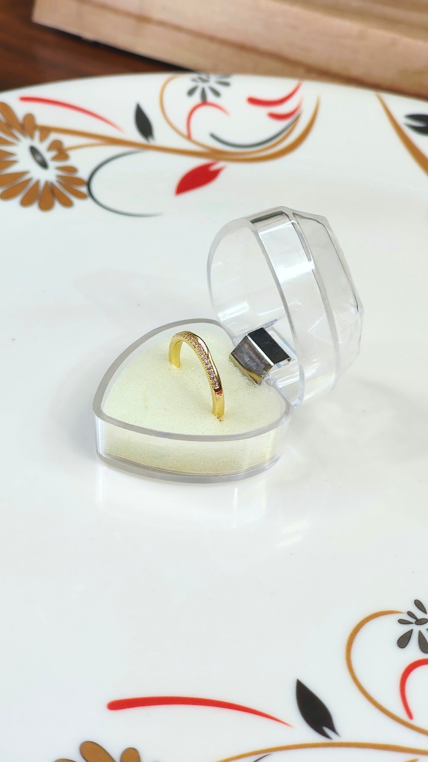 Gold-Plated Slim CZ Band Ring
