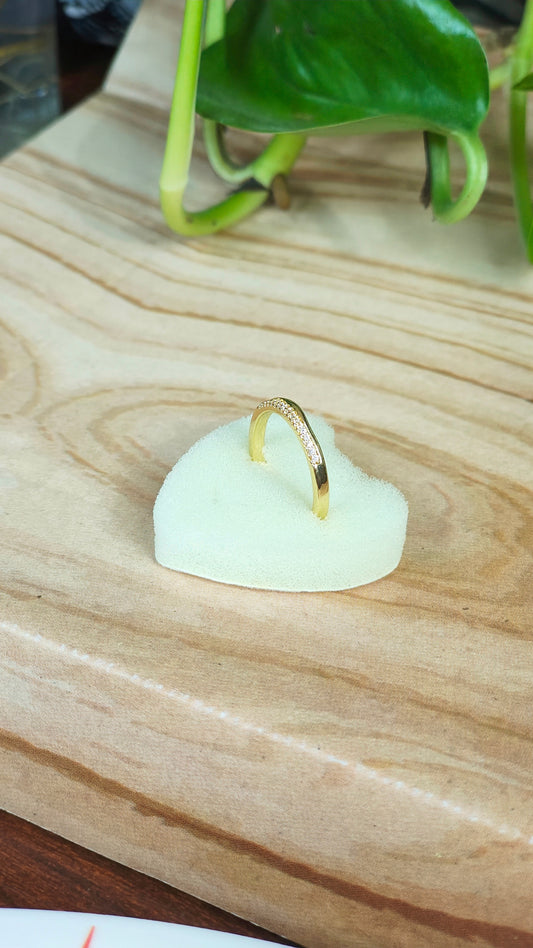 Gold-Plated Slim CZ Band Ring