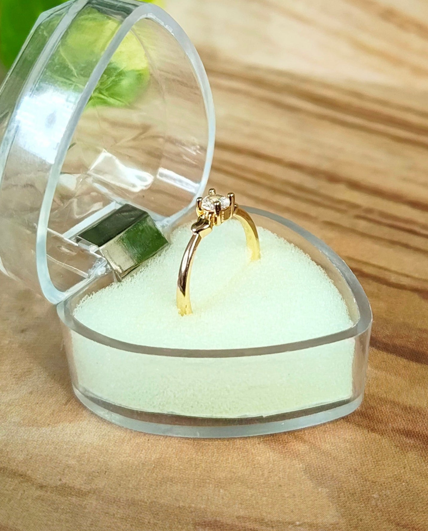 Gold-Plated Solitaire Heart Ring