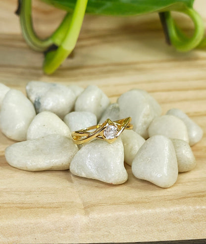 Gold-Plated Solitaire Ring