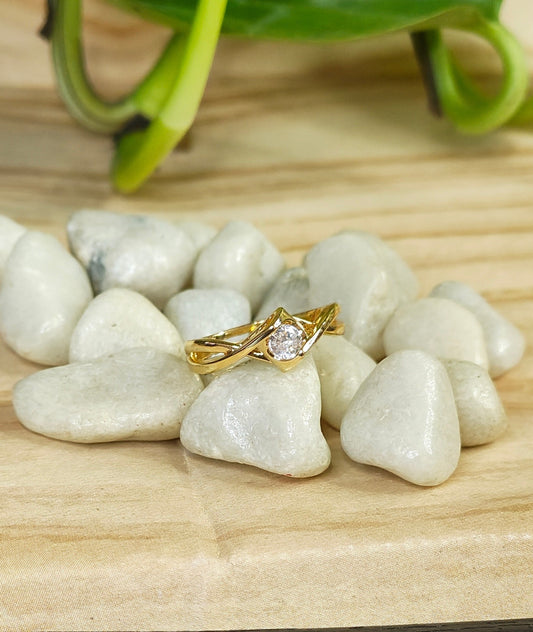 Gold-Plated Solitaire Ring